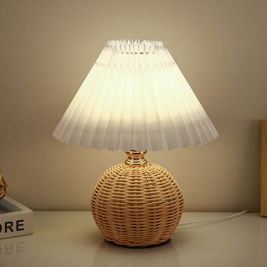Skorter | Modern Table Lamp with White Pleated Shade
