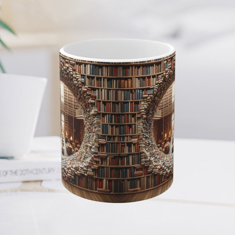 skorter | 3d Bookshelves Library Book Lovers Ceramic Mug