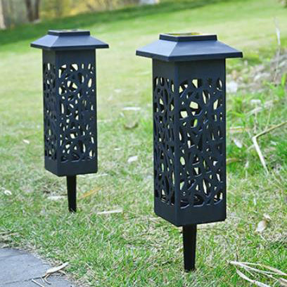 Skorter | Outdoor Solar Hollow Square Column LED Patio Lawn Ground Stake Light