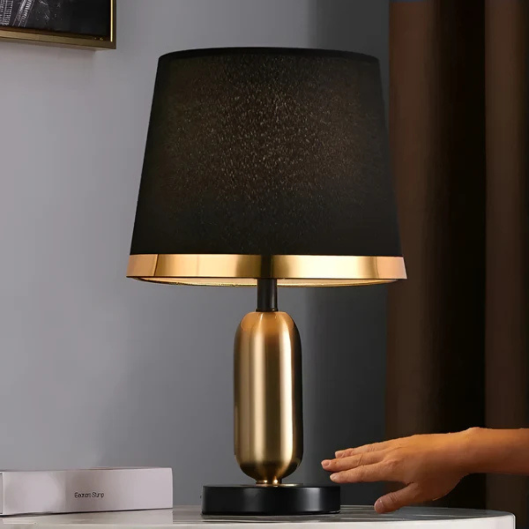 Skorter | Lumivara Modern Black Fabric Table Lamp – Elegant Home Lighting