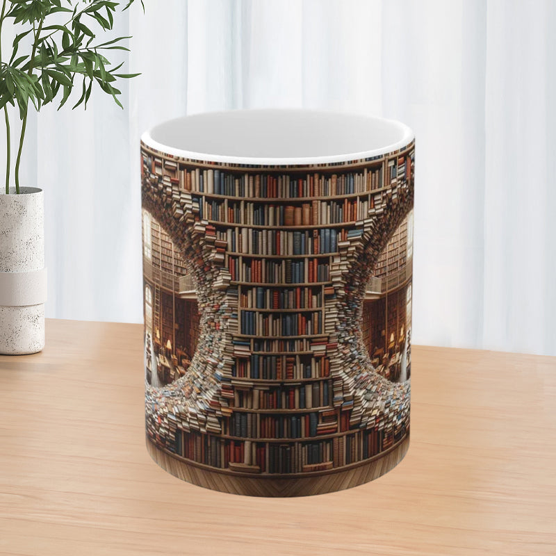 skorter | 3d Bookshelves Library Book Lovers Ceramic Mug