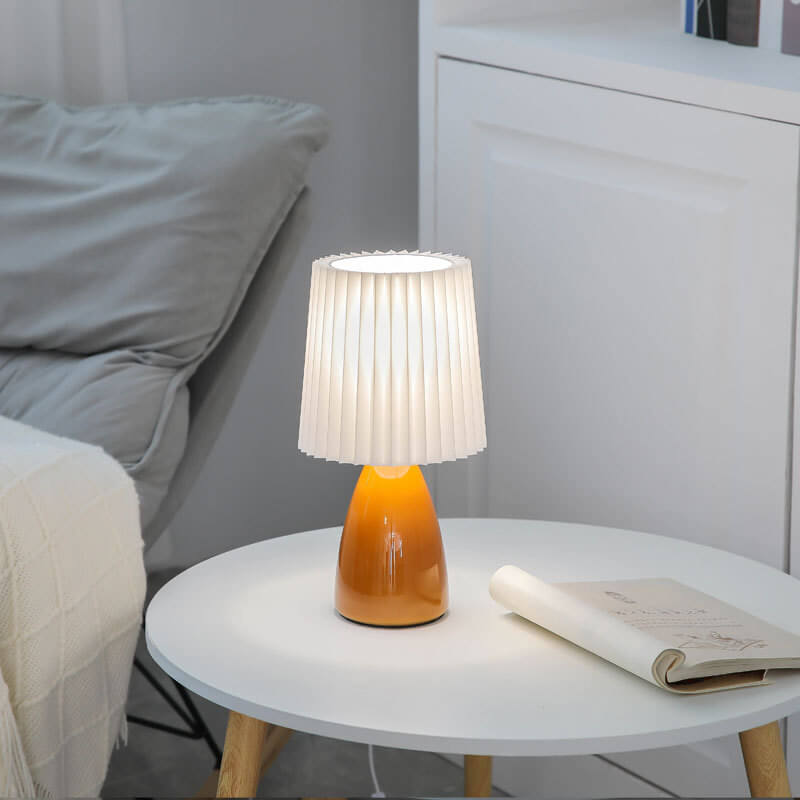 Skorter | Scandinavian Retro Folding Shade Glass Base Table Lamp