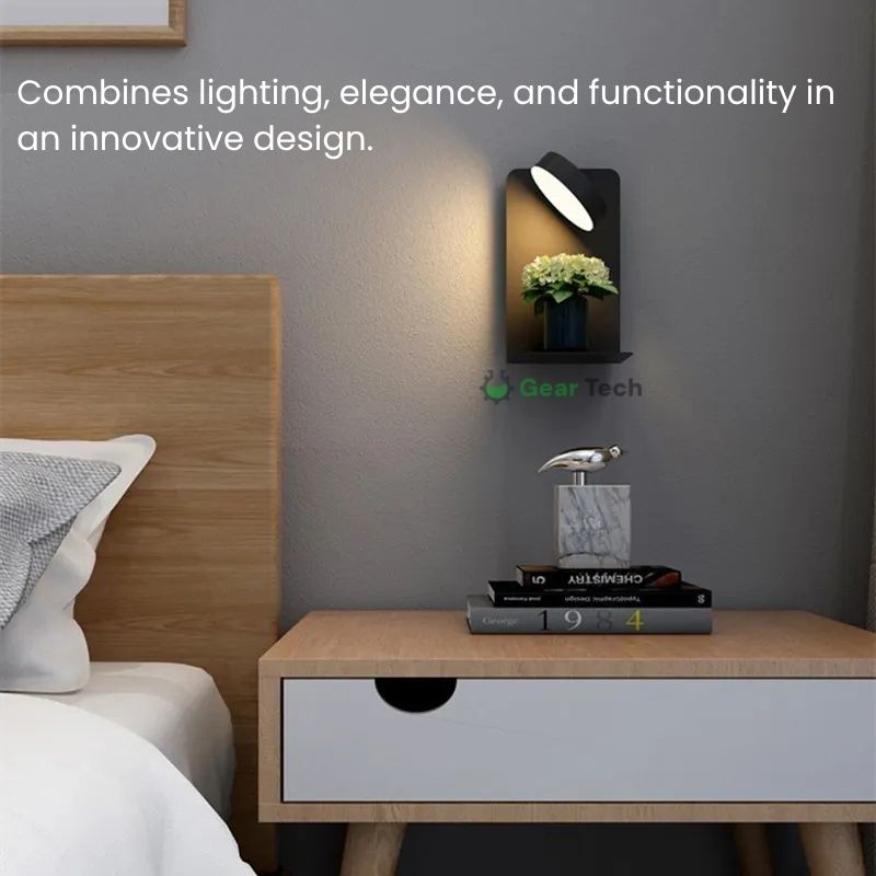 Skorter | LED Wall Light with Shelf | Soft Glow, Modern Design & Ideal for Creating a Festive Atmosphere in Your Bedroom