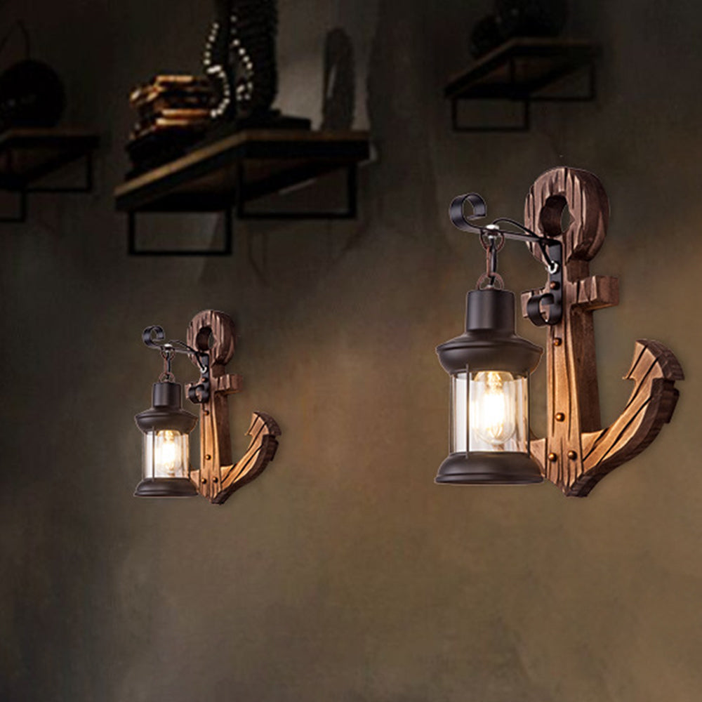 Skorter | Austin Vintage LED Wall Lamp - Anchor, Dining/Living Room, Metal/Wood