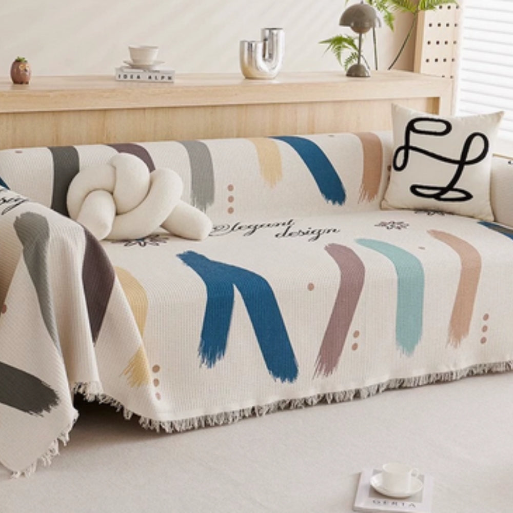 Skorter | Lumiere Abstract Tasseled Sofa Cover