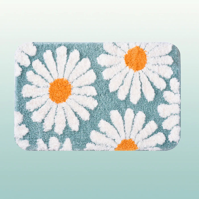 Skorter | Feblilac Sweet Daisy Bath Mat, Purple Flower Carpet Bathroom