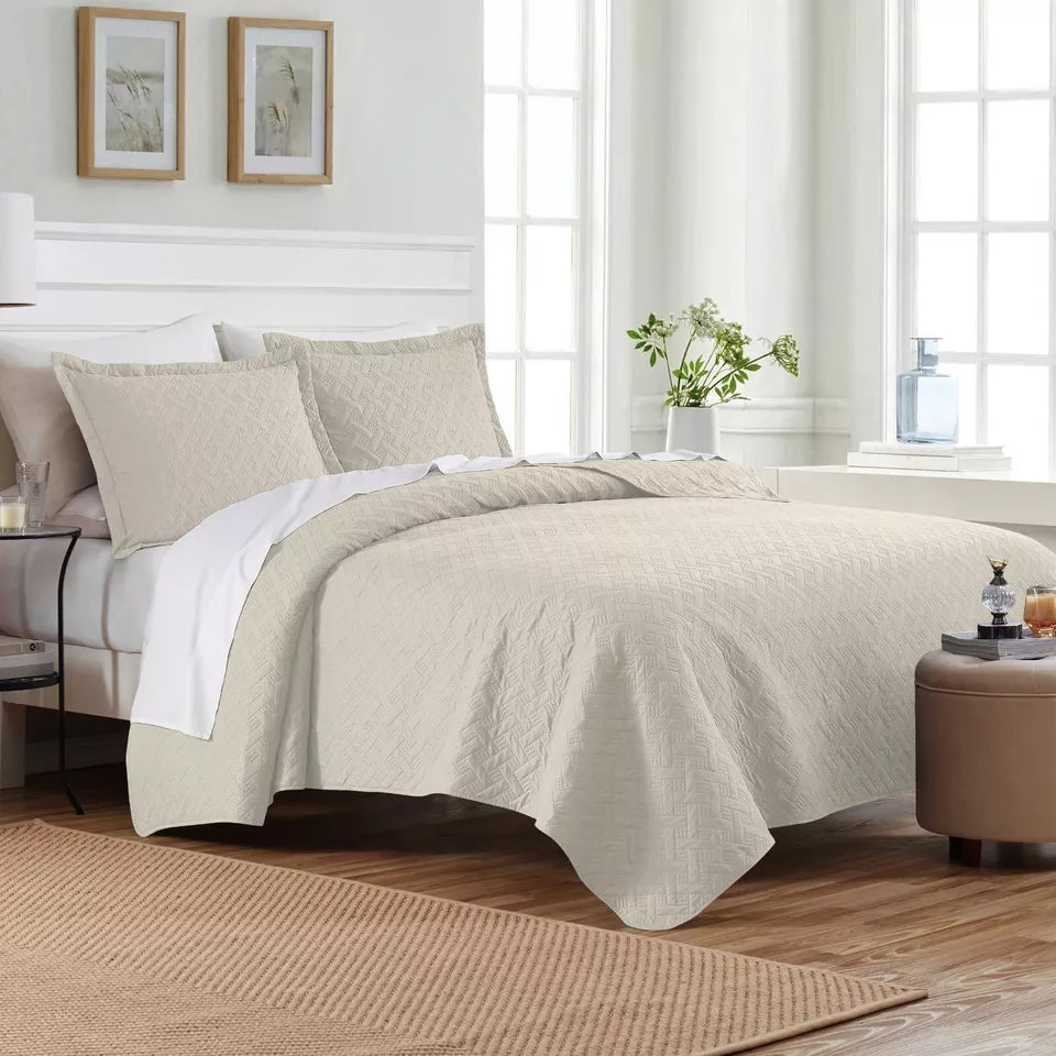 Skorter | 3-Piece: Dan River Basket Pinsonic Quilt Set