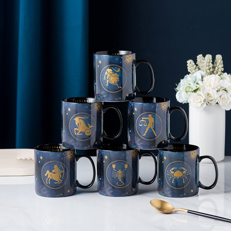 skorter | 12 Zodiac Signs Mug Cobalt Blue Ceramic Coffee Mug