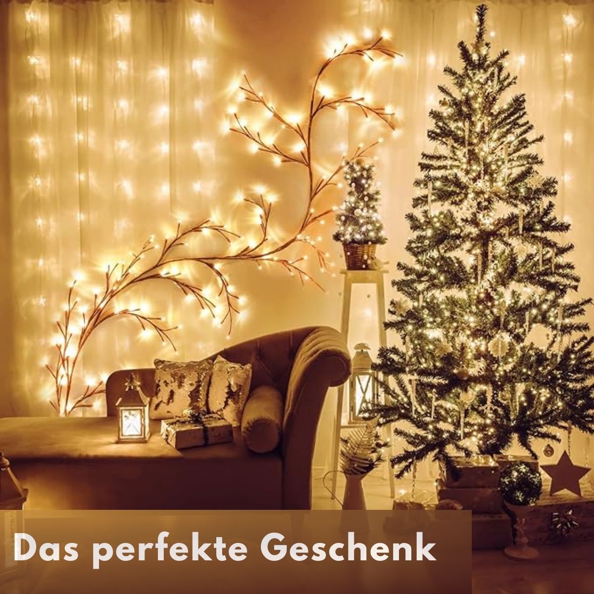 Skorter | LED Grapevine Fairy Lights - 100 LED String Lights with Green Wire for Indoor & Outdoor Decoration, Parties, and Garden Use