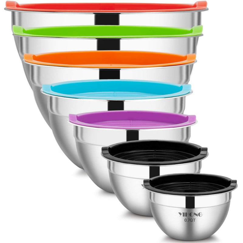 Skørter | 7 pcs metal bowls with lid for kitchen