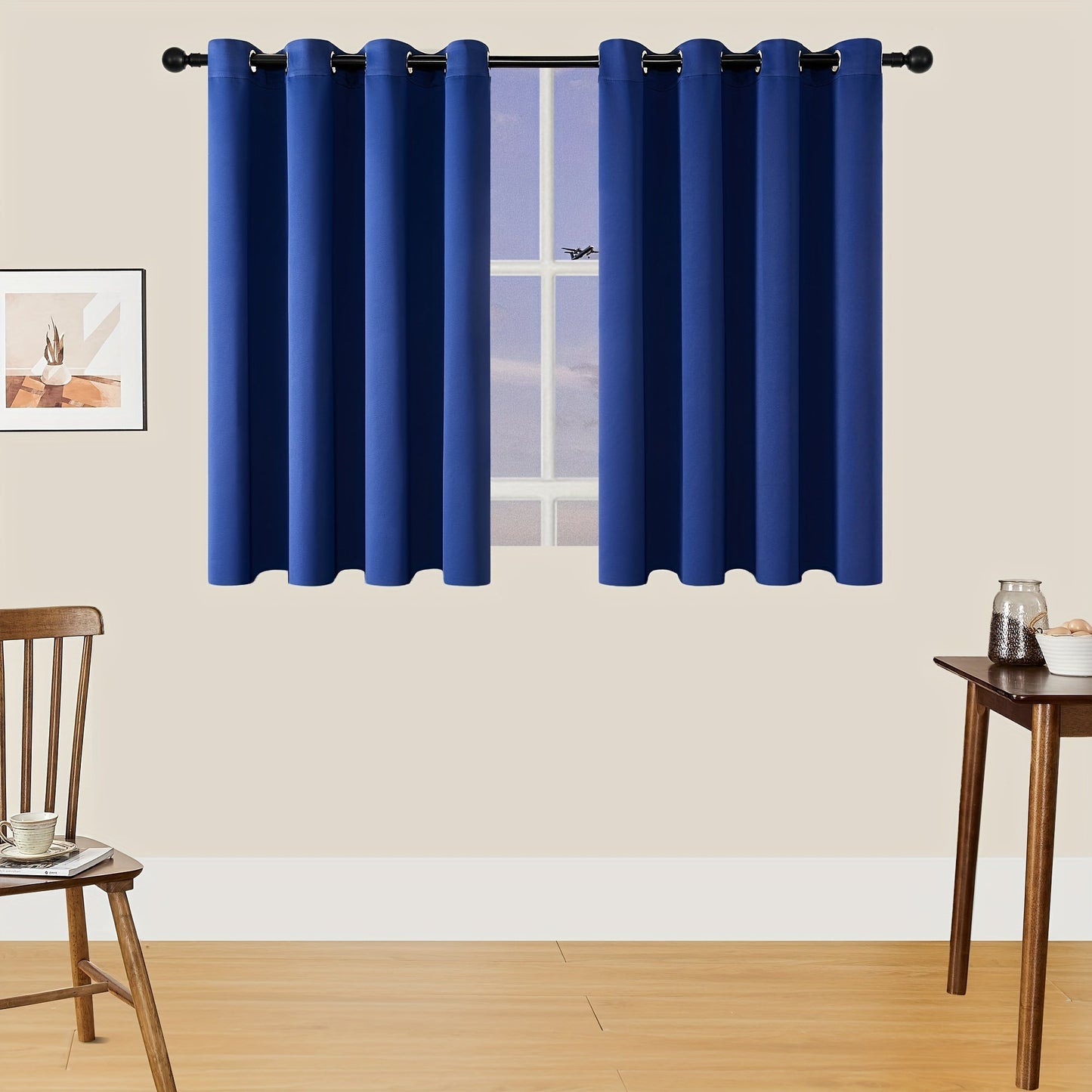 Skorter | Blackout Curtains - 2 Pieces Modern Polyester Curtains with Thermal Insulation and Rings