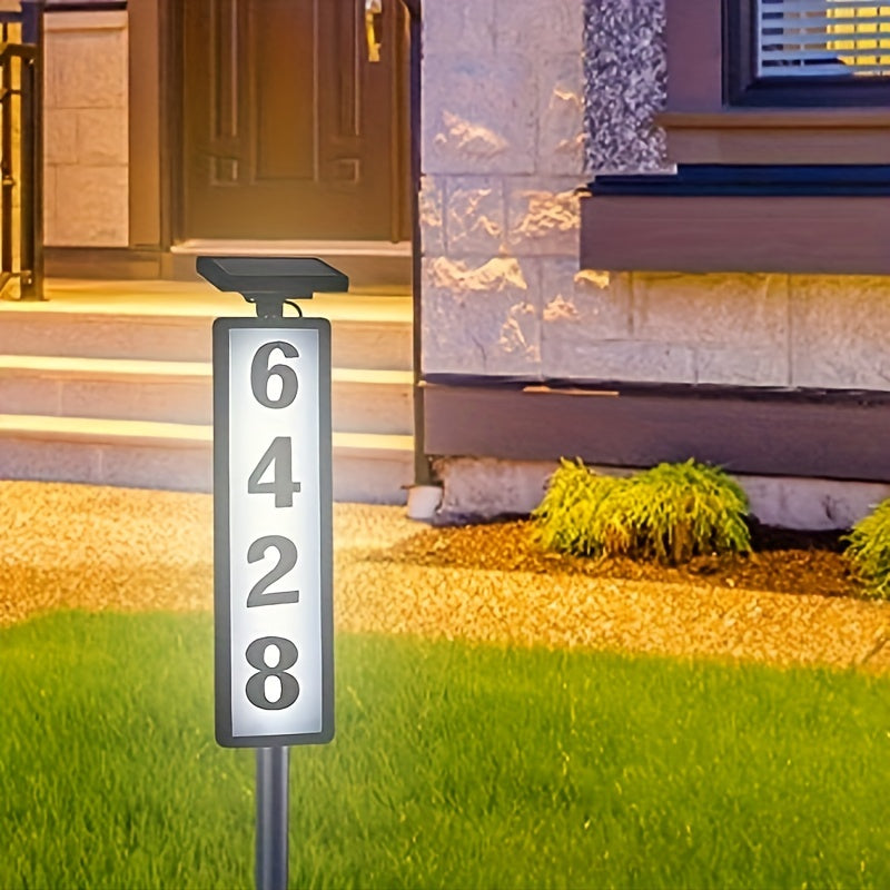 Skorter | Solar Powered LED House Number Light – Weather-Resistant Outdoor Address Sign with Stake – Easy Installation, Energy-Efficient, Durable – 35 Inch Height for Homes