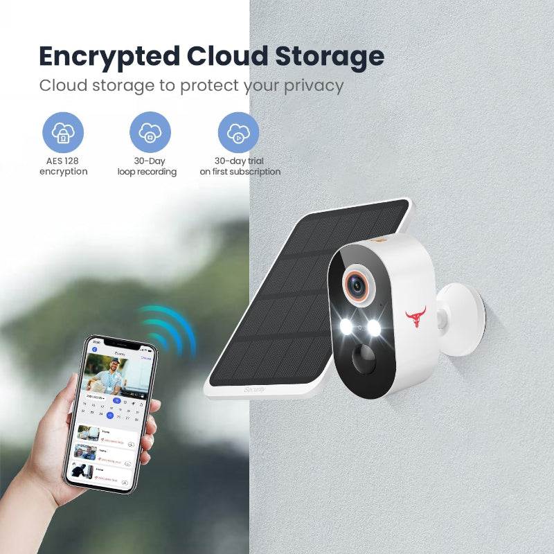 Skorter | 1080p Wireless Surveillance Camera with Solar Panel, AI Human Recognition, 2-Way Talk, Night Mode, 2.4G WiFi