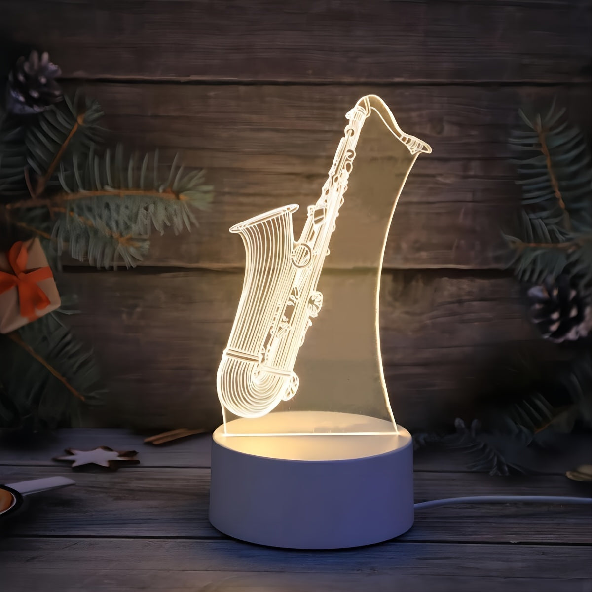 Skorter | SaxGlow - 3D Saxophone LED Night Light, USB-Powered Table Lamp