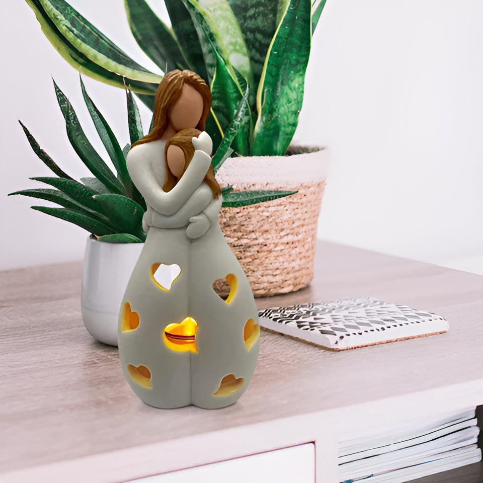 Skorter | Embracing Mother Daughter Figure Flickering Candle Holder - LoveGlow
