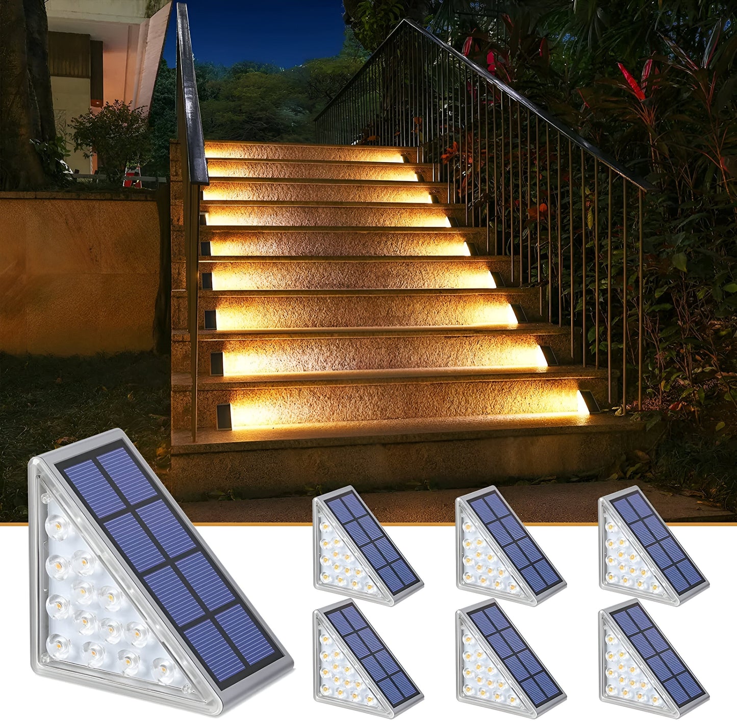 Skorter | 2-Pack Triangular Solar Step Lights – IP67 Waterproof LED Outdoor Garden Lights