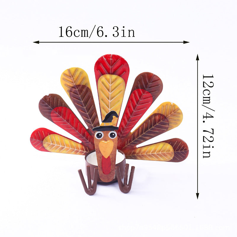 Skorter | 2 Pcs - Metal Turkey Tea Candle Holder