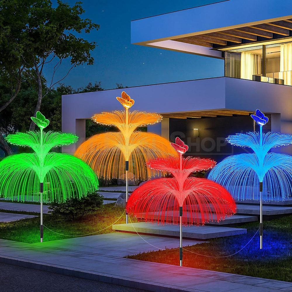 Skorter | 2 pcs - Solar-powered color-changing butterfly stake lights