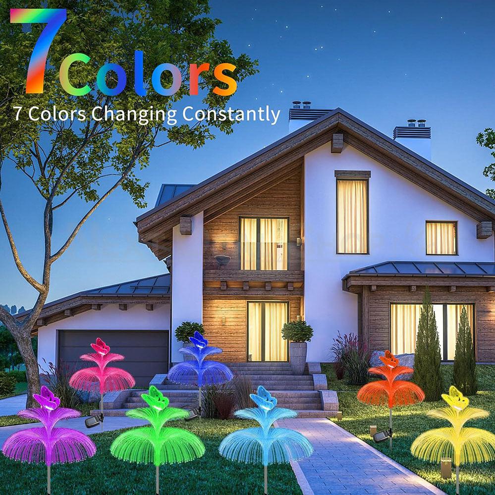 Skorter | 2 pcs - Solar-powered color-changing butterfly stake lights
