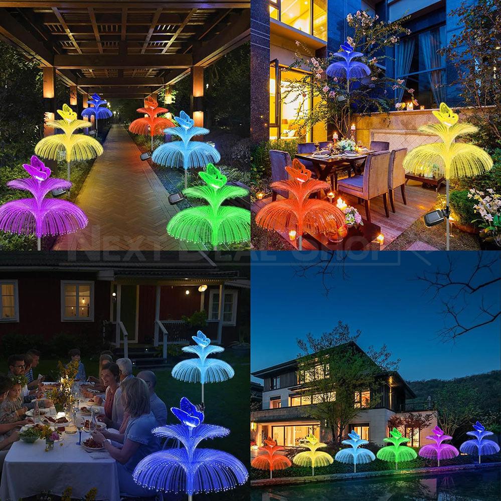 Skorter | 2 pcs - Solar-powered color-changing butterfly stake lights