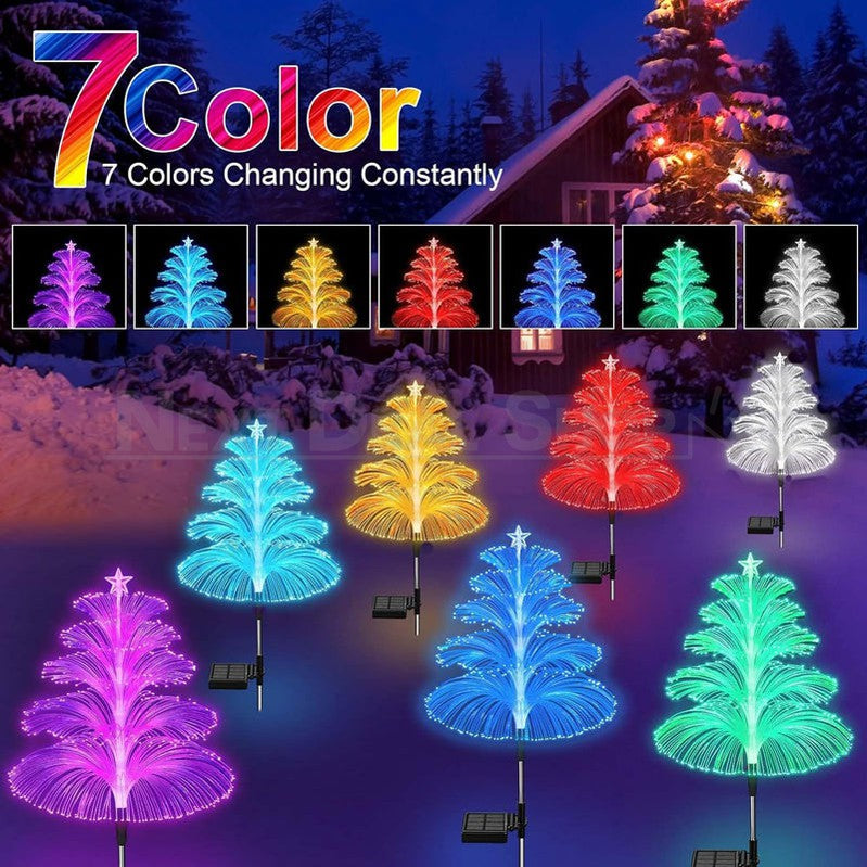 Skorter | 2 Pcs - Solar powered color changing Christmas tree stake lights