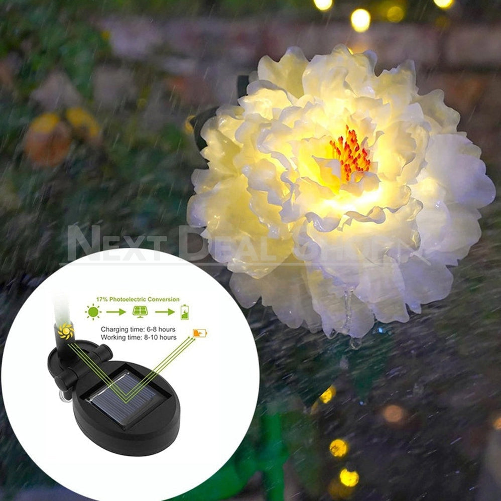 Skorter | 2 Pcs - Solar Powered LED Yellow Peony Stake Light