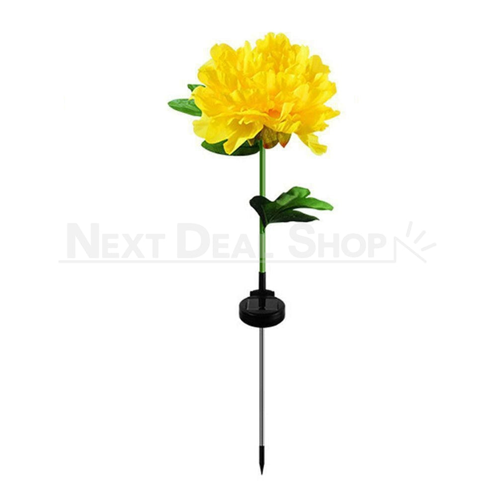 Skorter | 2 Pcs - Solar Powered LED Yellow Peony Stake Light