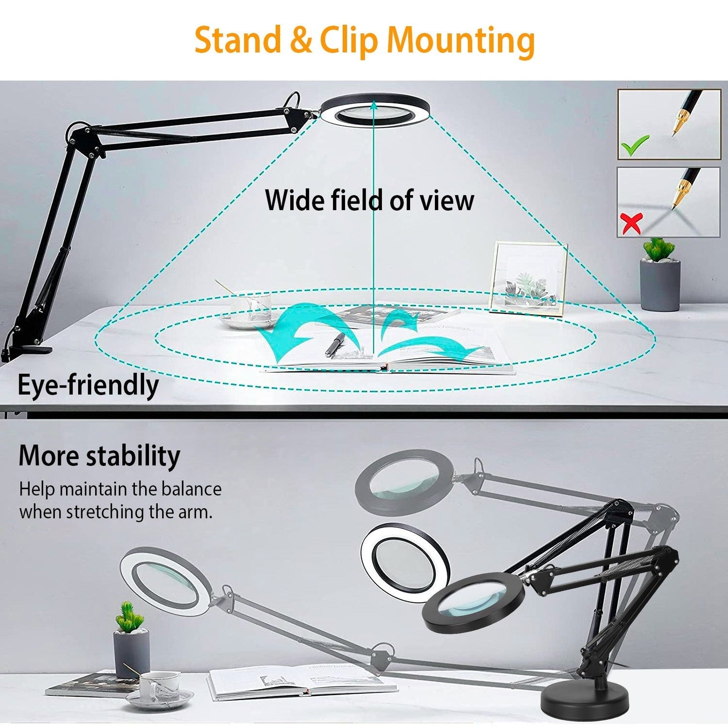 Skorter | 2-in-1 LED Magnifying Lamp with 8x Magnifying Glass