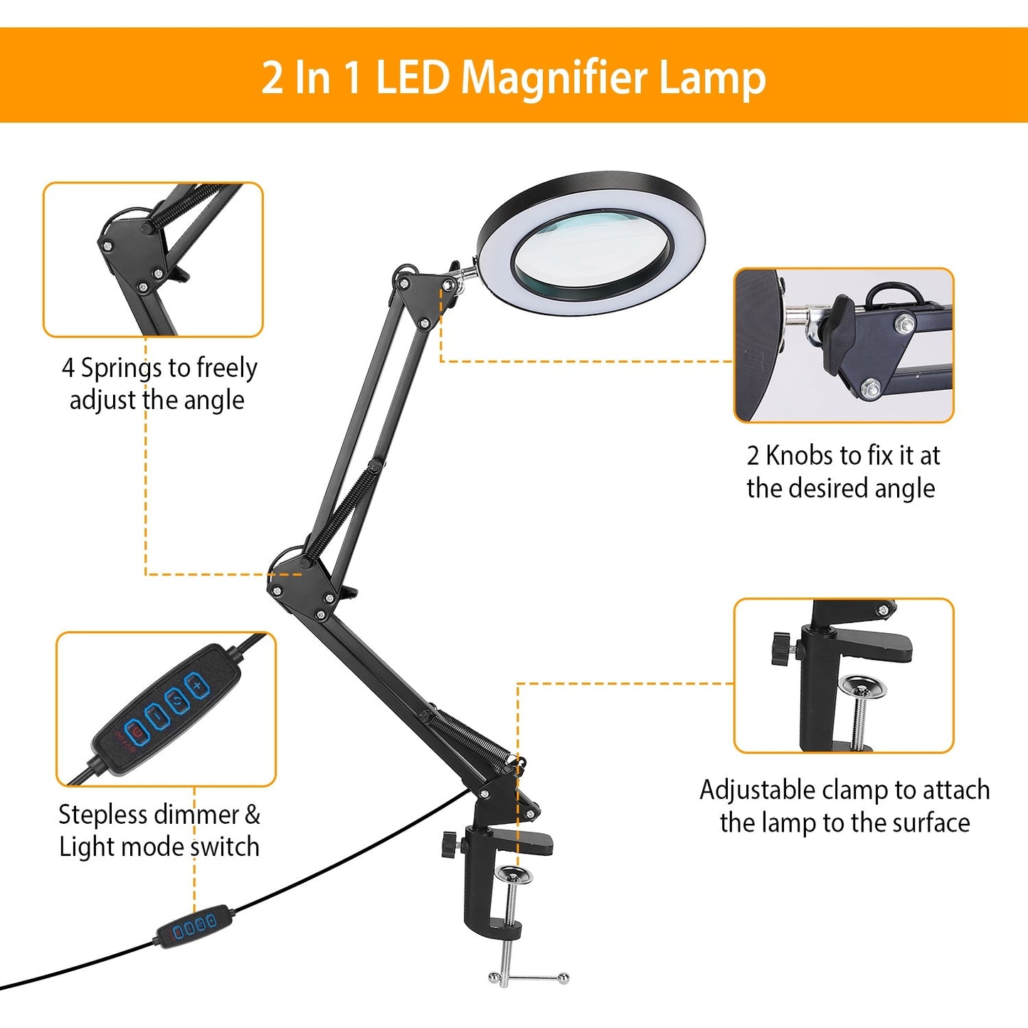 Skorter | 2-in-1 LED Magnifying Lamp with 8x Magnifying Glass