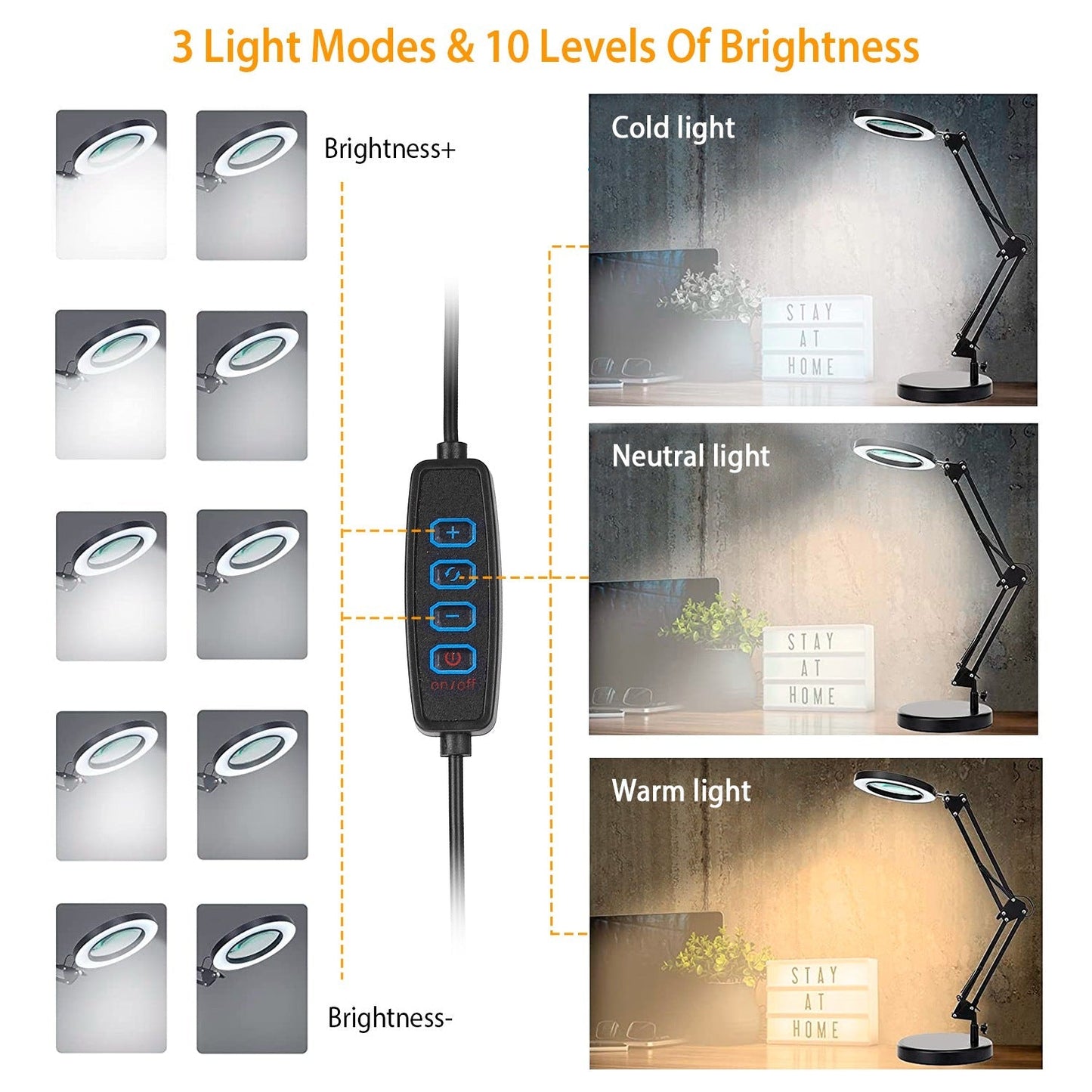 Skorter | 2-in-1 LED Magnifying Lamp with 8x Magnifying Glass