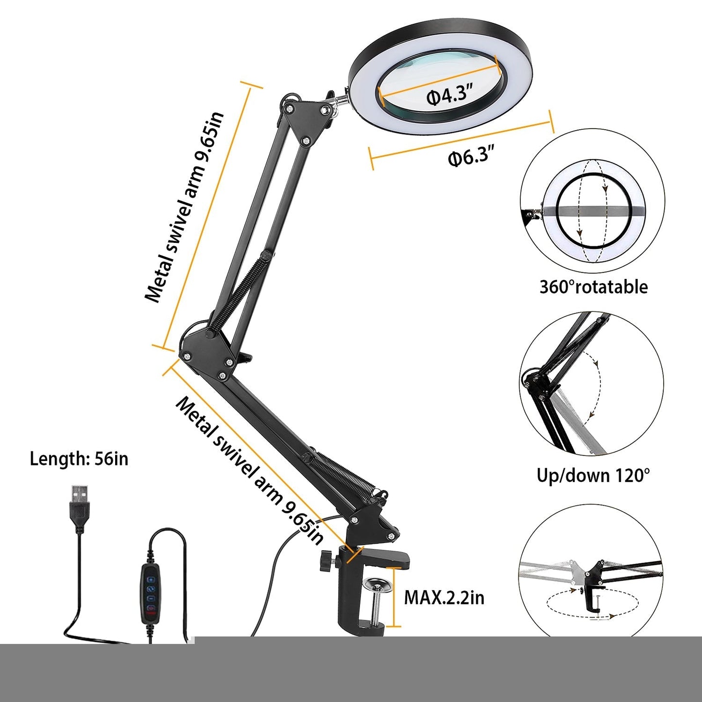 Skorter | 2-in-1 LED Magnifying Lamp with 8x Magnifying Glass