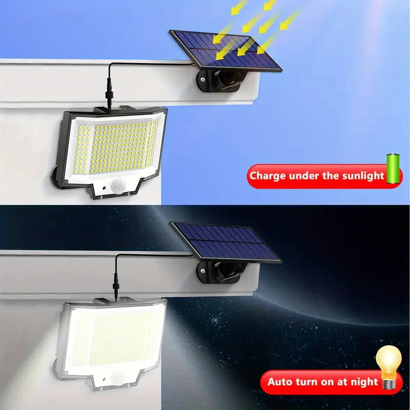 Skorter | 2-Pack: 200-LED/3Modes Upgraded Split Solar Motion Sensor Light Outdoor with Remote Control