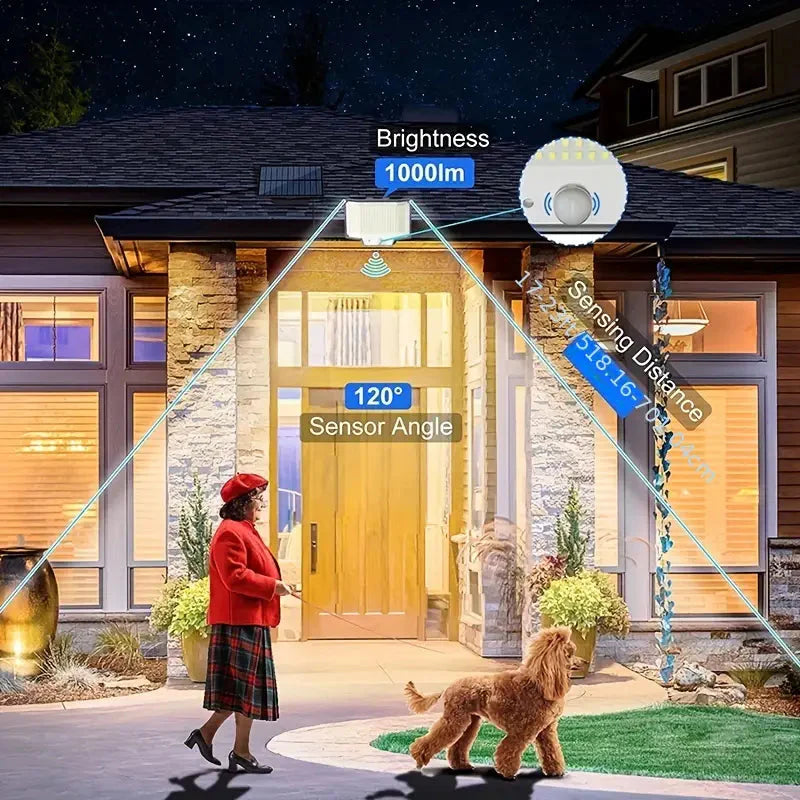 Skorter | 2-Pack: 200-LED/3Modes Upgraded Split Solar Motion Sensor Light Outdoor with Remote Control