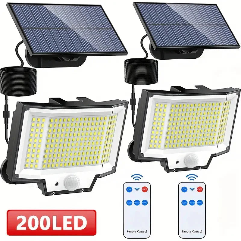 Skorter | 2-Pack: 200-LED/3Modes Upgraded Split Solar Motion Sensor Light Outdoor with Remote Control