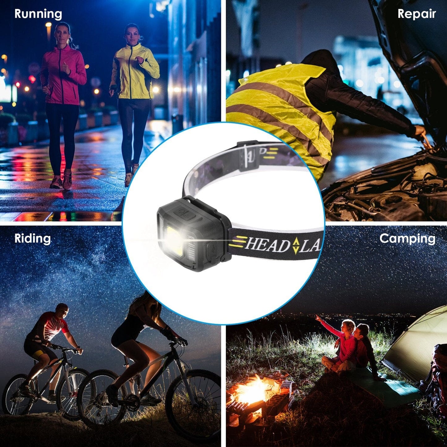 Skorter | 2-Pack: Rechargeable motion sensor headlamp 6 light modes