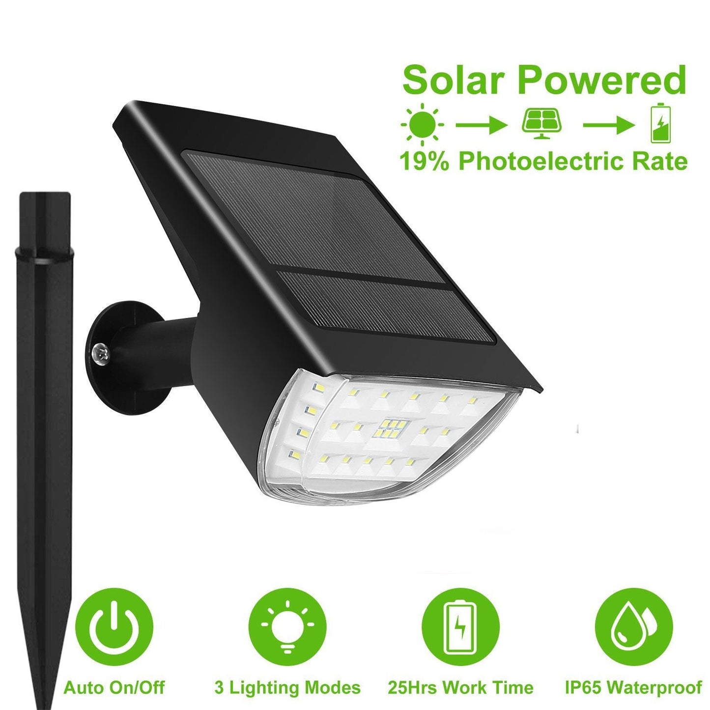 Skorter | 2-Pack: Solarek 32 LED solar landscape spotlights