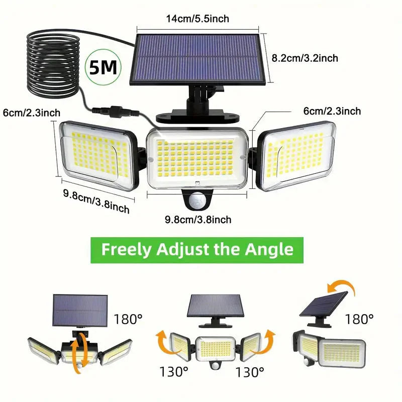 Skorter | 2-Pack: Split Solar Wall Lights For Outdoor With Motion Sensor 3 Heads