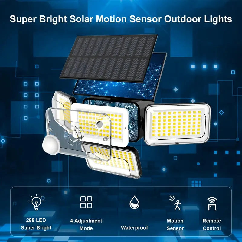 Skorter | 2-Pack: Super Bright Solar Motion Sensor Outdoor Lights with Remote Control