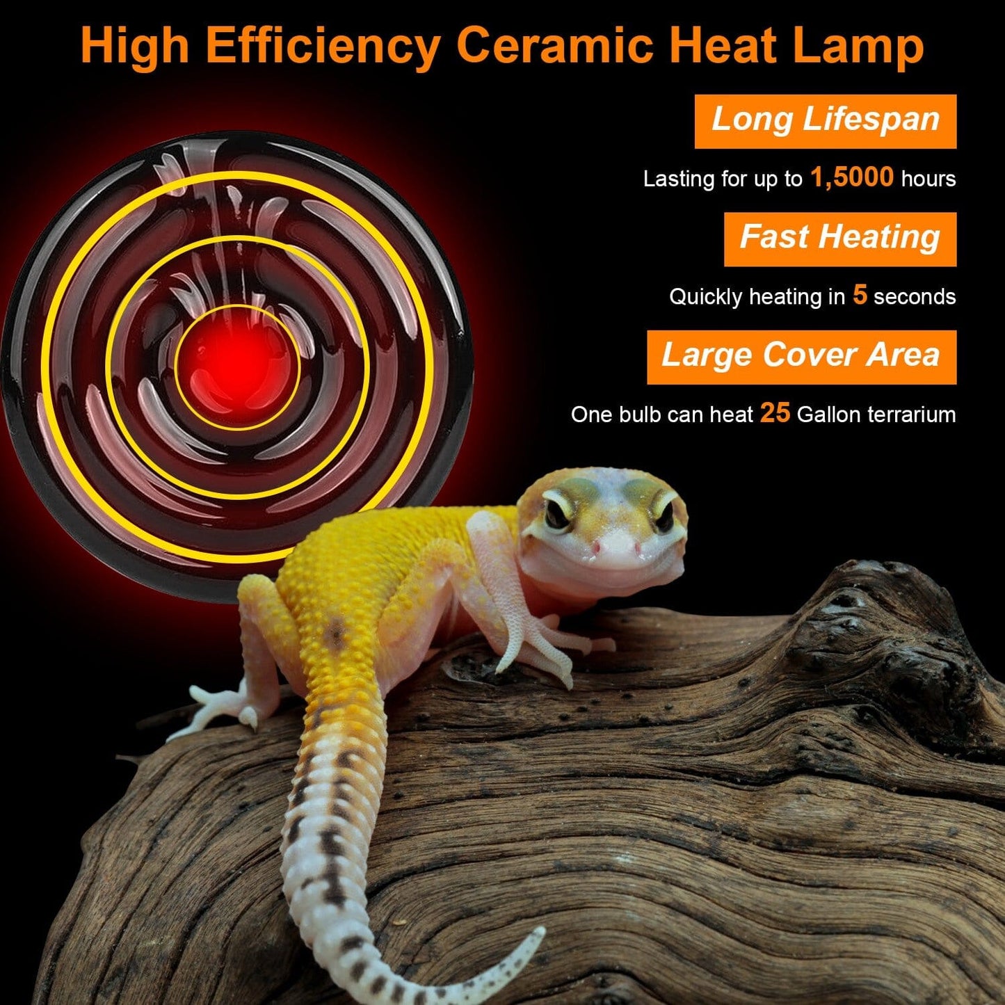 Skorter | 2 pieces: 150W Infrared Reptile Heat Lamp No Light Emission