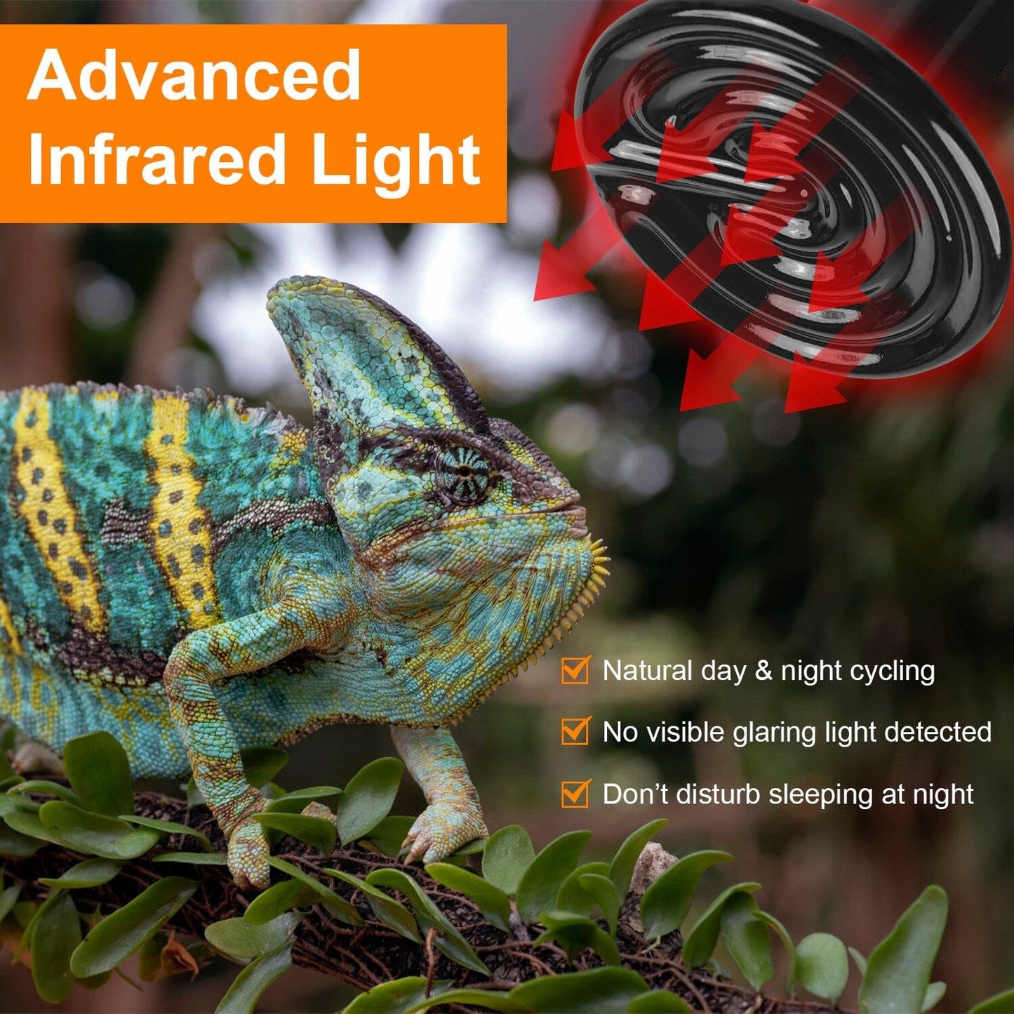 Skorter | 2 pieces: 150W Infrared Reptile Heat Lamp No Light Emission