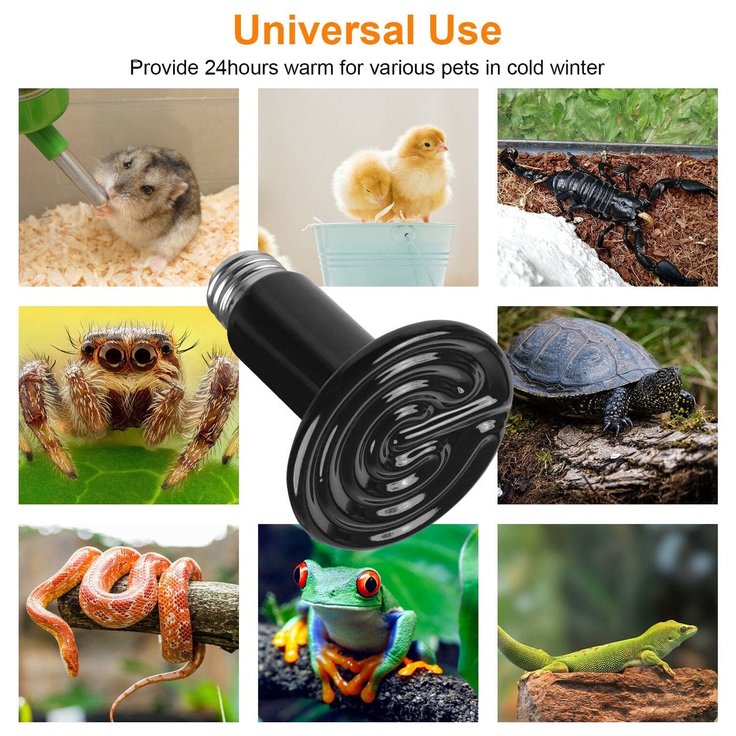 Skorter | 2 pieces: 150W Infrared Reptile Heat Lamp No Light Emission