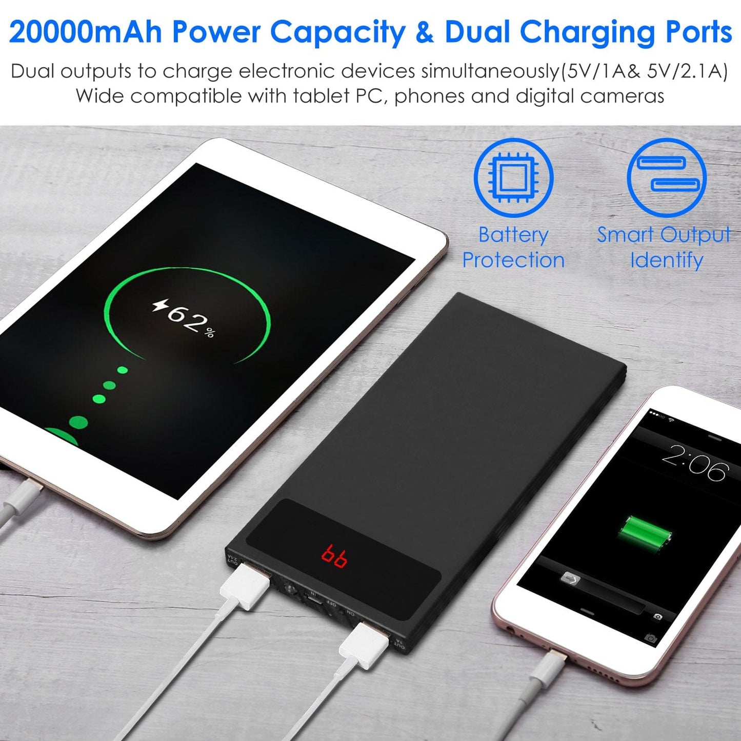 Skorter | 20,000mAh Power Bank Ultra-thin External Battery Pack