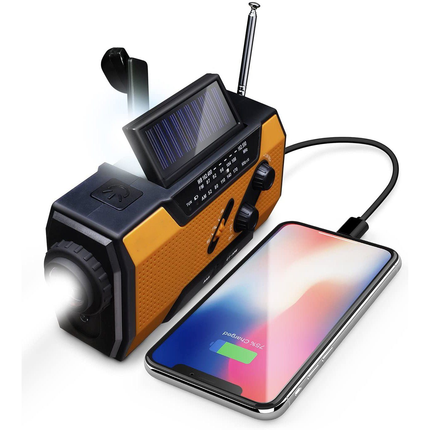 Skorter | 2000mAh NOAA Emergency Weather Radio Portable Power Bank with Solar Charging