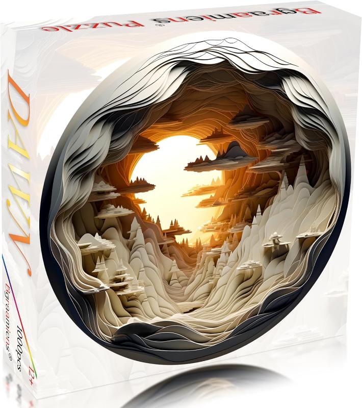 Skørter | 3D Visual Dawn Inside a Cave - 1000 Pieces Round Puzzle