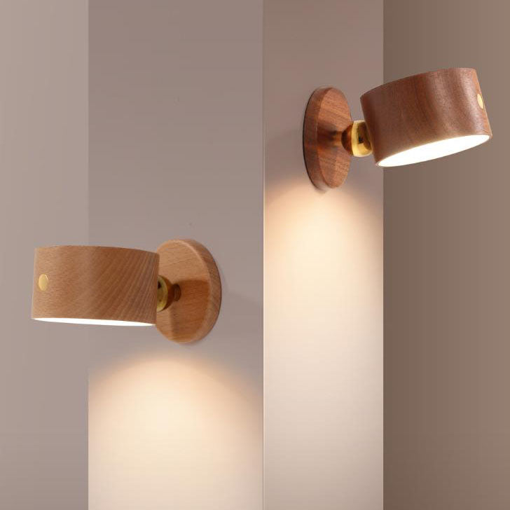 Skorter | Minimalistic Wood USB rechargeable Touch Magnet LED Night Wall Scone Lamp Light
