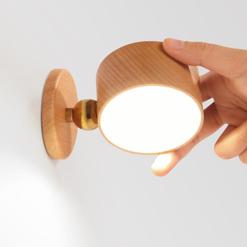 Skorter | Simple wood USB rechargeable touch magnet LED night light wall sconce lamp