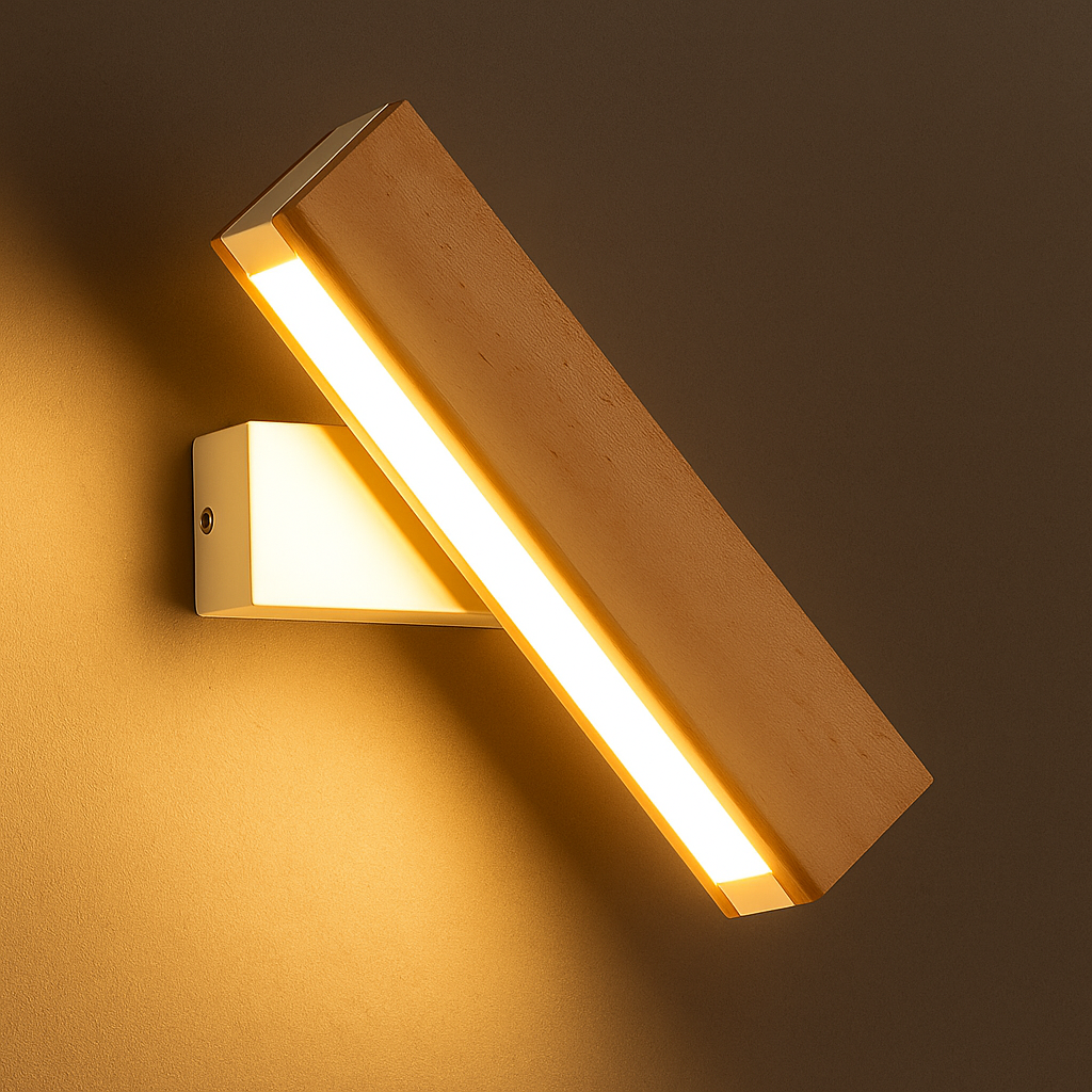 Skorter | Minimalist Wooden LED Wall Lamp with Adjustable Arm
