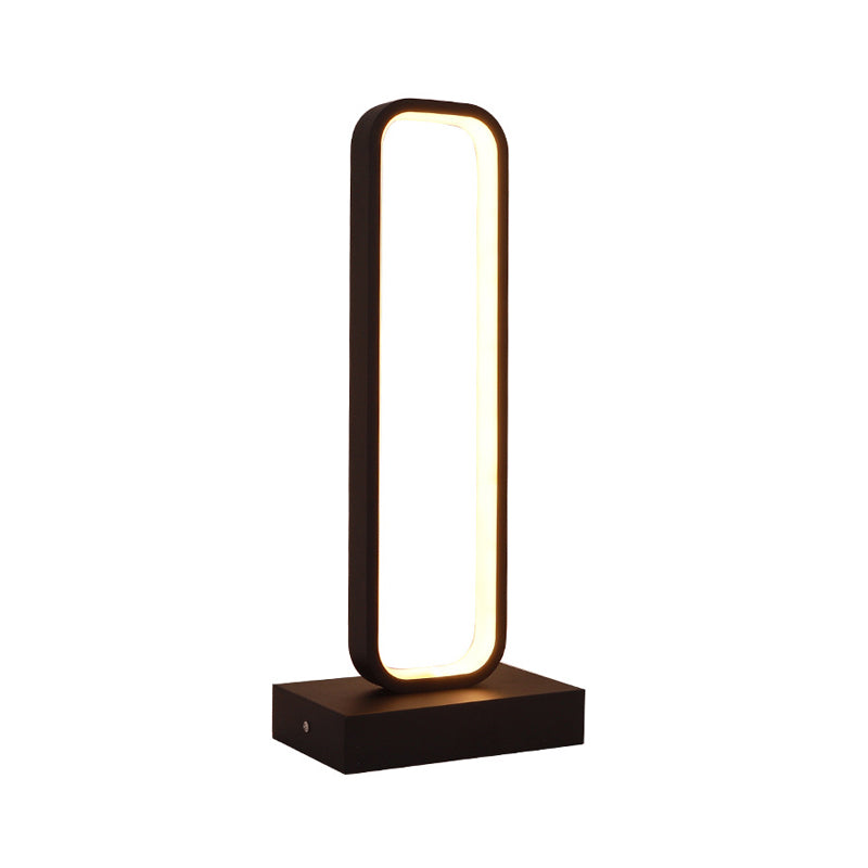 Skorter | SimpleLED - Black Metal Nightstand Lamp with Rounded Rectangular Shape