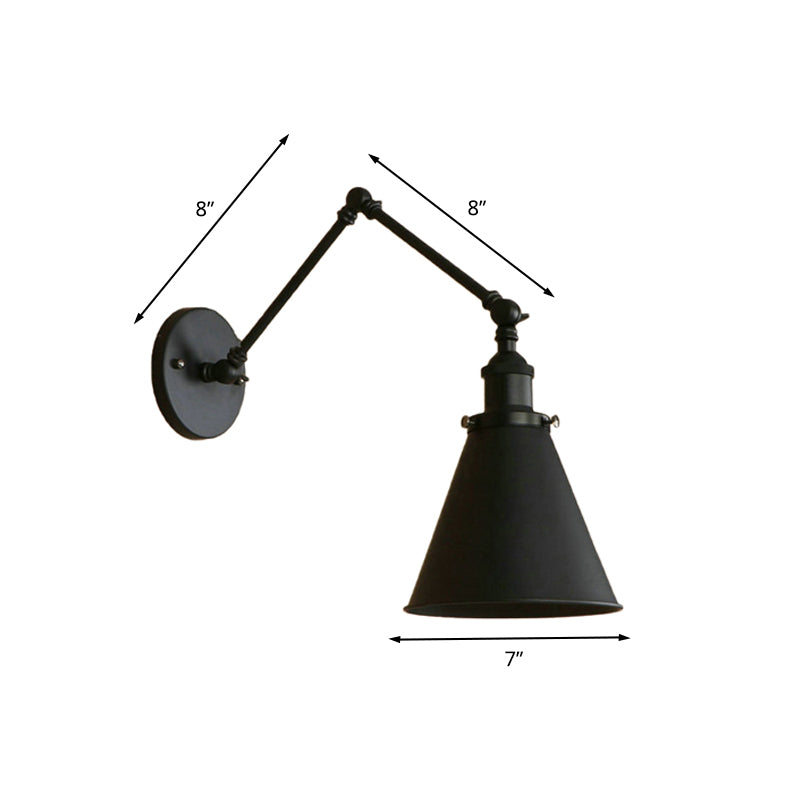 Skorter | IndustrialFarm - Farmer Style Cone Wall Lamp in Black/Rust