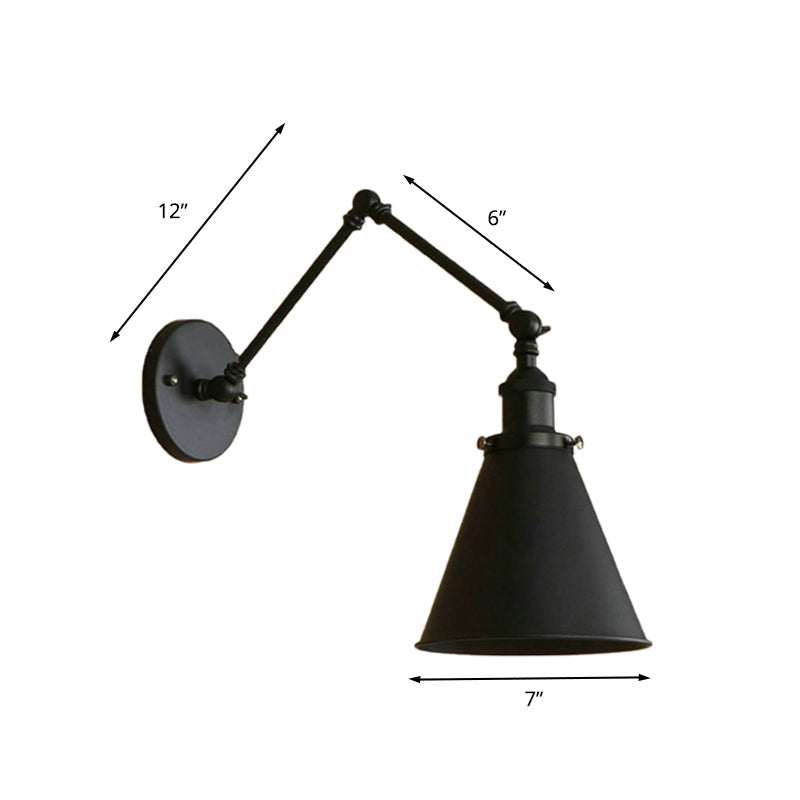 Skorter | IndustrialFarm - Farmer Style Cone Wall Lamp in Black/Rust